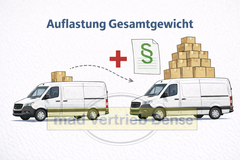 Auflastung Ford Transit ab Baujahr 01.2000 auf 2.805 kg Gesamtgewicht